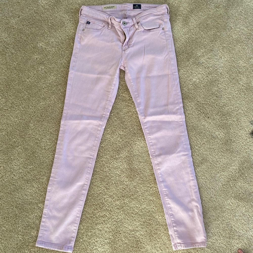 AG slim straight leg jeans in a light purple